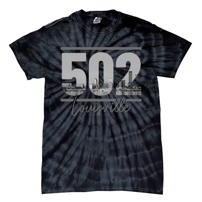 Louisville 502 Area Code Skyline Kentucky Pride Vintage Tie-Dye T-Shirt