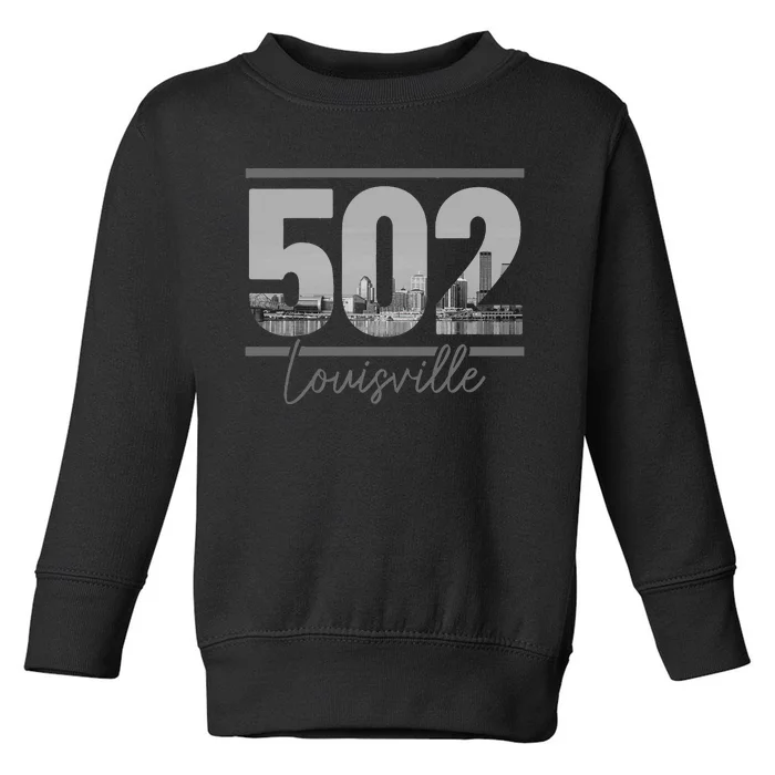 Louisville 502 Area Code Skyline Kentucky Pride Vintage Toddler Sweatshirt