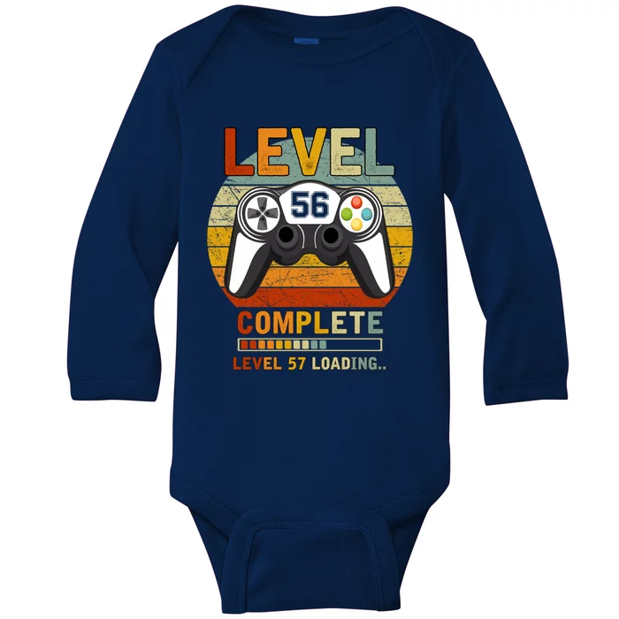 Level 56 Complete Level 57 Loading Gamers 56th Birthday Gift Cute Gift Baby Long Sleeve Bodysuit