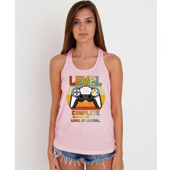 Level 56 Complete Level 57 Loading Gamers 56th Birthday Gift Cute Gift Women's Knotted Racerback Tank