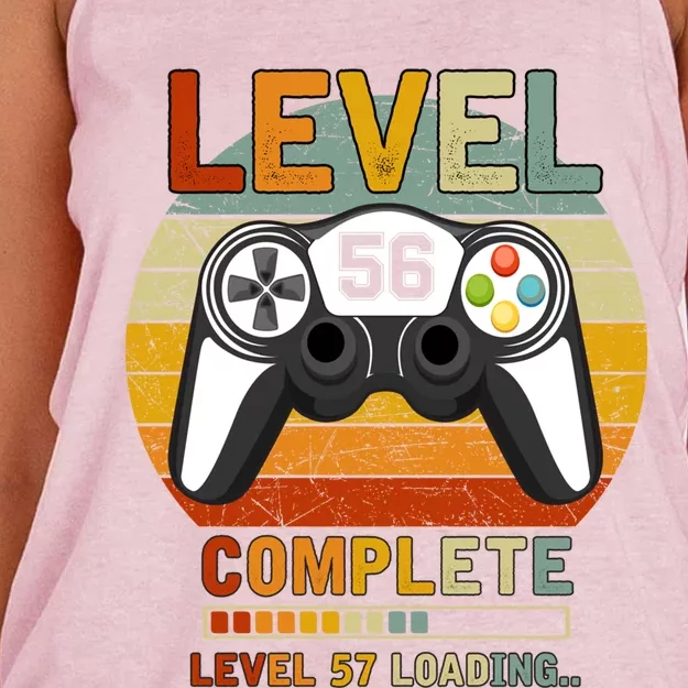 Level 56 Complete Level 57 Loading Gamers 56th Birthday Gift Cute Gift Women's Knotted Racerback Tank