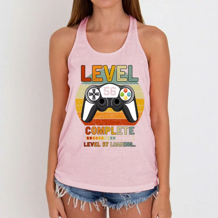 Level 56 Complete Level 57 Loading Gamers 56th Birthday Gift Cute Gift Women's Knotted Racerback Tank