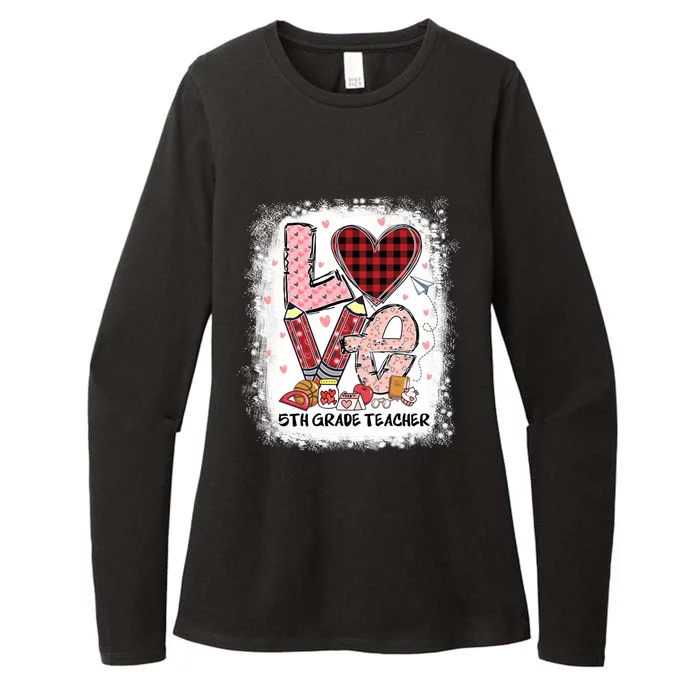 Love 5th Grade Teacher Happy Valentines Day Gift Womens CVC Long Sleeve Shirt