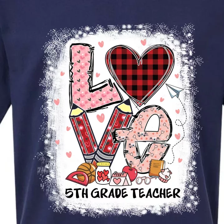 Love 5th Grade Teacher Happy Valentines Day Gift Sueded Cloud Jersey T-Shirt