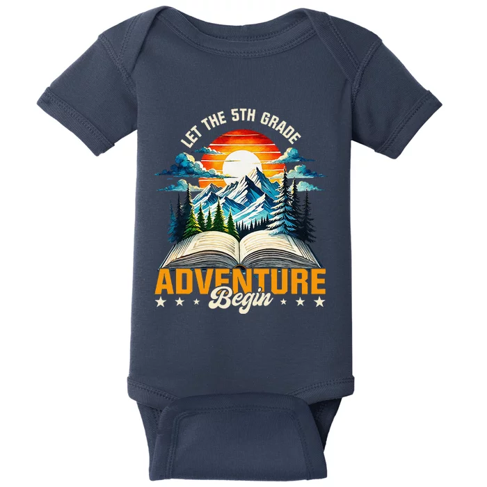 Let 5th Grade Adventure Begin Back To School Vintage Sunset Baby Bodysuit