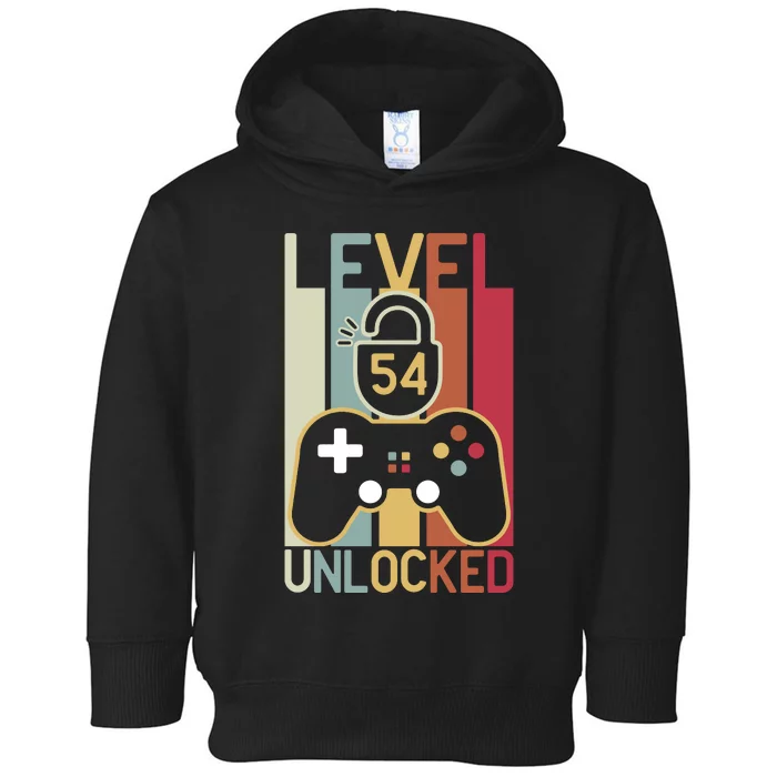 Level 54 Unlocked Birthday Gift Vintage Retro Toddler Hoodie