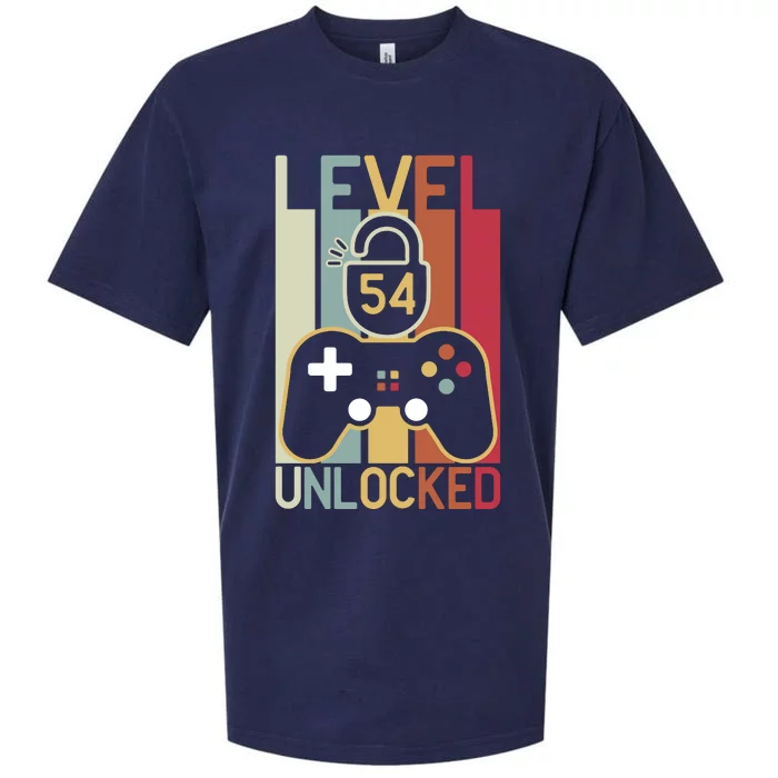 Level 54 Unlocked Birthday Gift Vintage Retro Sueded Cloud Jersey T-Shirt