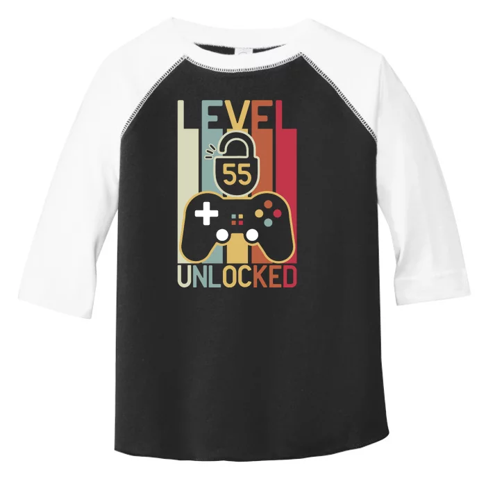 Level 55 Unlocked Birthday Gift Vintage Retro Toddler Fine Jersey T-Shirt