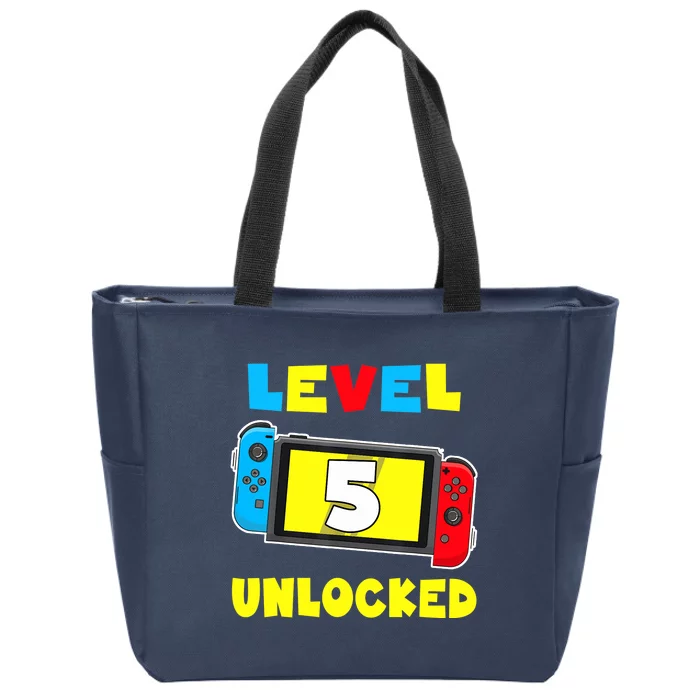 Level 5 Unlocked 5th Birthday Video Game 5 Year Old Zip Tote Bag