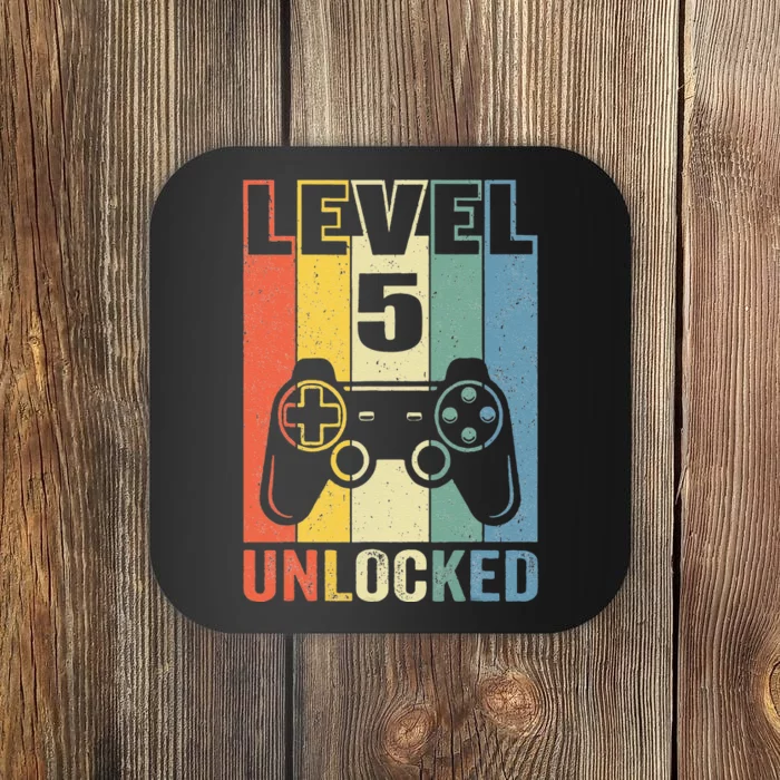 Level 5 Unlocked Funny Video Gamer 5th Birthday Gift Coaster