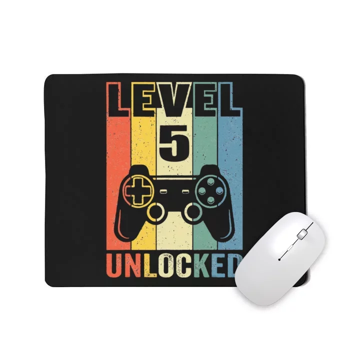 Level 5 Unlocked Funny Video Gamer 5th Birthday Gift Mousepad