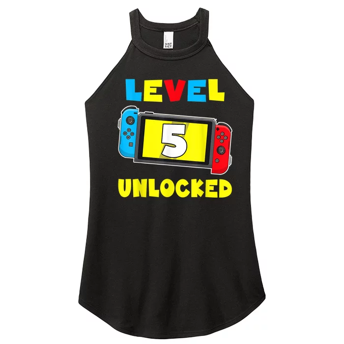 Level 5 Unlocked 5th Birthday Shirt Video Game 5 Year Old Women’s Perfect Tri Rocker Tank