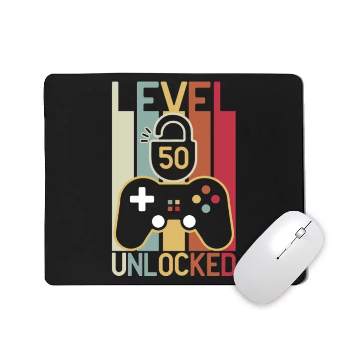 Level 50 Unlocked Birthday Gift Vintage Retro Mousepad