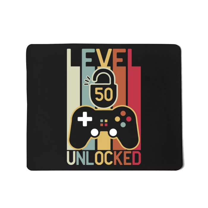 Level 50 Unlocked Birthday Gift Vintage Retro Mousepad