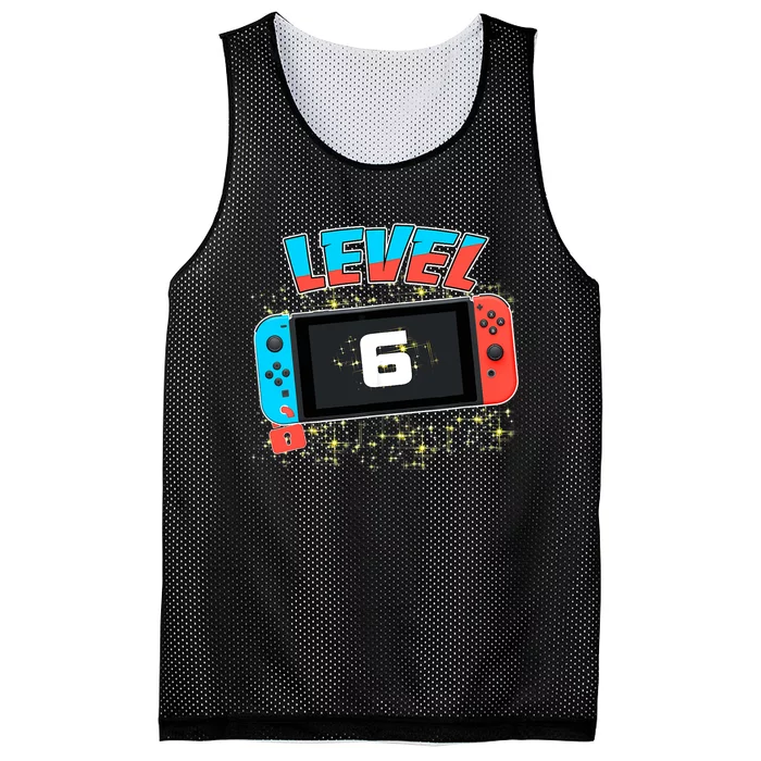 Level 6 Birthday Boy 6 Years Old Video Games Mesh Reversible Basketball Jersey Tank