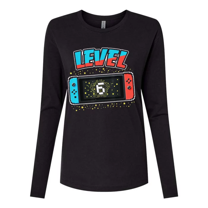 Level 6 Birthday 6 Years Old Video Games Gift Womens Cotton Relaxed Long Sleeve T-Shirt