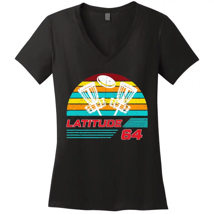 Latitude 64 Disc Golf Retro Vintage Women's V-Neck T-Shirt