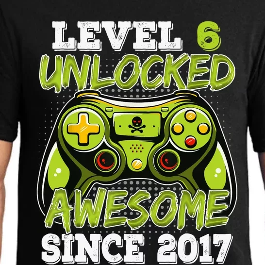 Level 6 Unlocked Awesome Since 2017 6 Year Gamer Birthday Pajama Set