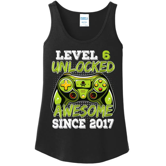 Level 6 Unlocked Awesome Since 2017 6 Year Gamer Birthday Ladies Essential Tank