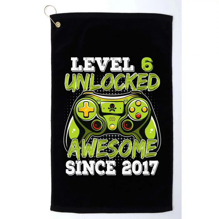 Level 6 Unlocked Awesome Since 2017 6 Year Gamer Birthday Platinum Collection Golf Towel