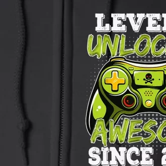 Level 6 Unlocked Awesome Since 2017 6 Year Gamer Birthday Full Zip Hoodie