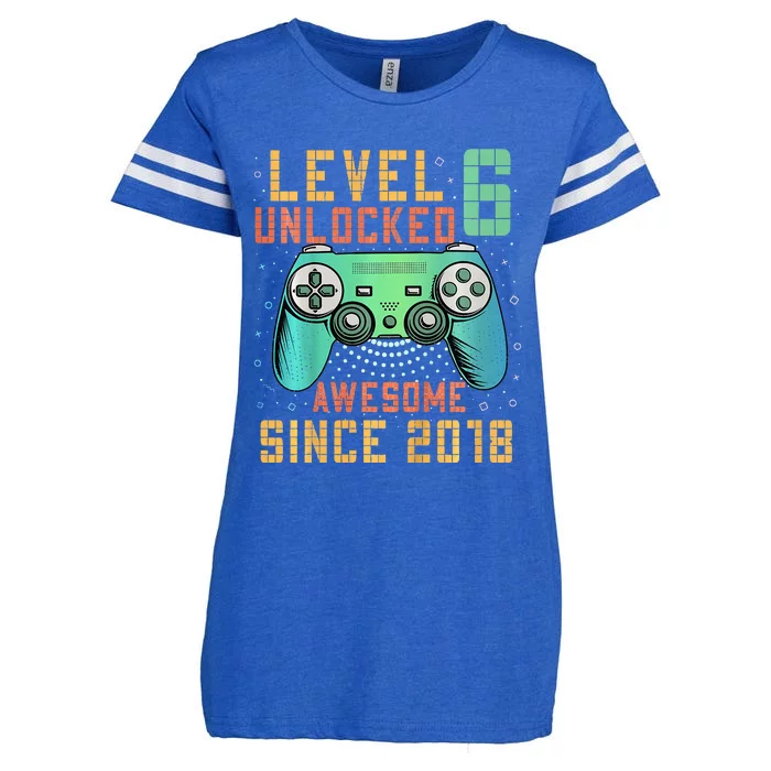 Level 6 Unlocked 6th Birthday 6 Year Old Gifts Gamer Bday Enza Ladies Jersey Football T-Shirt