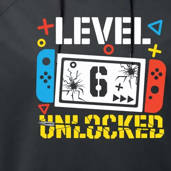 Level 6 Unlocked Gamer Birthday Performance Fleece Hoodie