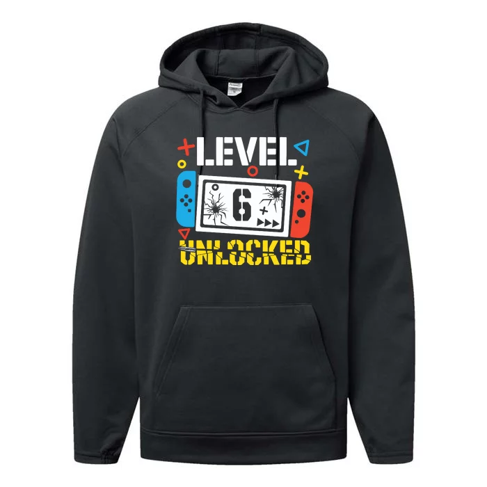 Level 6 Unlocked Gamer Birthday Performance Fleece Hoodie