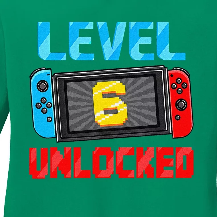 Level 6 Unlocked Gamer 6th Birthday Gift Video Game Ladies Long Sleeve Shirt