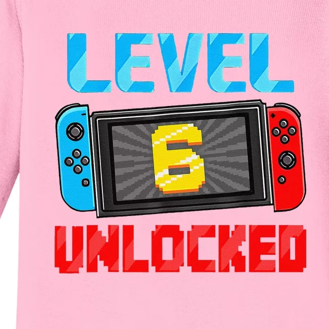 Level 6 Unlocked Gamer 6th Birthday Gift Video Game Baby Long Sleeve Bodysuit