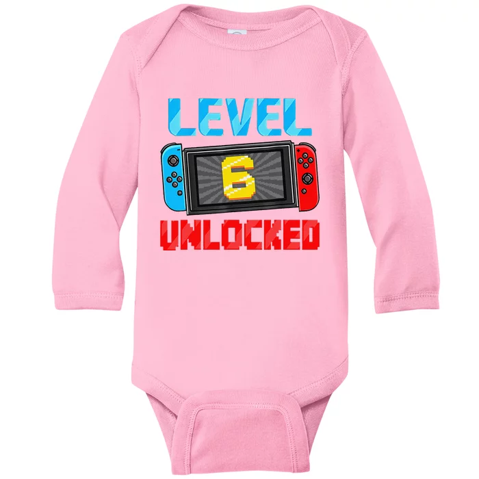 Level 6 Unlocked Gamer 6th Birthday Gift Video Game Baby Long Sleeve Bodysuit