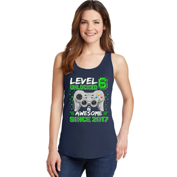 Level 6 Unlocked Awesome 2017 Video Game 6th Birthday Game Ladies Essential Tank