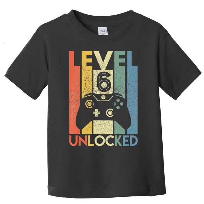 Level 6 Unlocked Funny Video Gamer 6th Birthday Gift Toddler T-Shirt