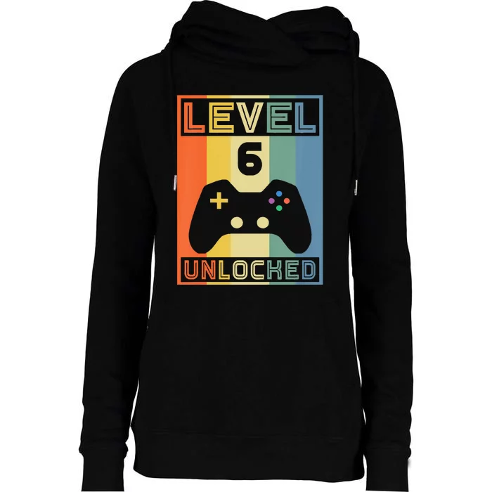 Level 6 Unlocked Video Gamer 5th Birthday Gaming Gift Womens Funnel Neck Pullover Hood