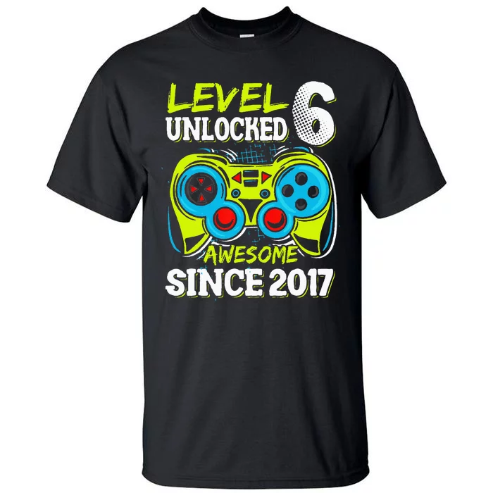 Level 6 Unlocked Awesome 2017 Video Game 6th Birthday Tall T-Shirt