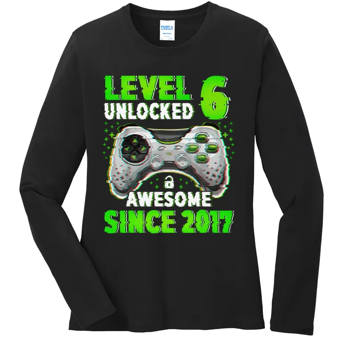 Level 6 Unlocked Video Game 6th Birthday Gamer Gift Boys Ladies Long Sleeve Shirt