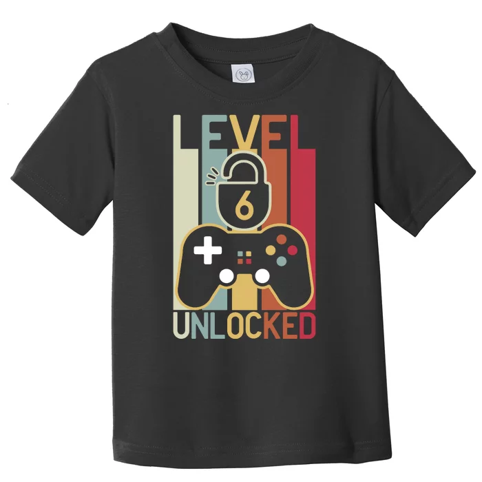 Level 6 Unlocked Birthday Gift Vintage Retro Toddler T-Shirt