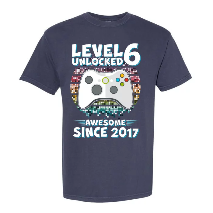 Level 6 Unlocked Awesome Since 2017 Gamer Birthday Garment-Dyed Heavyweight T-Shirt