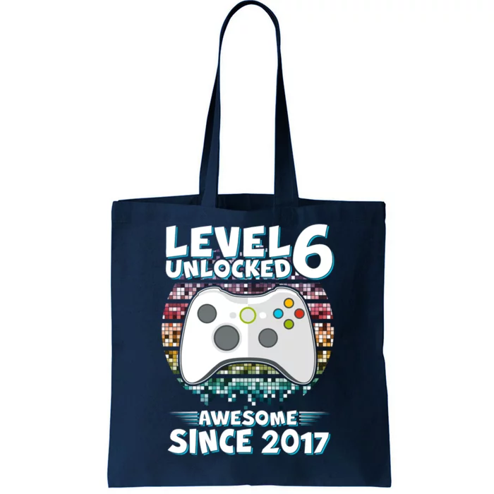 Level 6 Unlocked Awesome Since 2017 Gamer Birthday Tote Bag