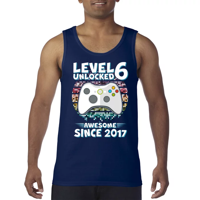 Level 6 Unlocked Awesome Since 2017 Gamer Birthday Tank Top