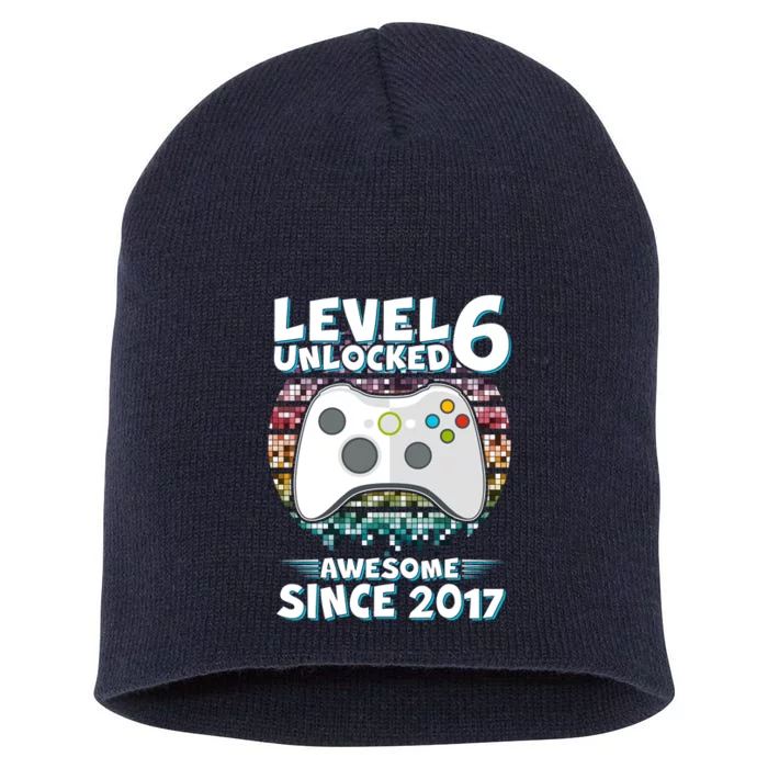 Level 6 Unlocked Awesome Since 2017 Gamer Birthday Short Acrylic Beanie