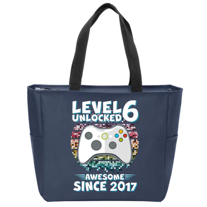 Level 6 Unlocked Awesome Since 2017 Gamer Birthday Zip Tote Bag