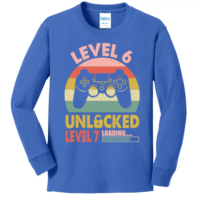 Level 6 Unlocked Level 7 Loading Funny 6 Birthday Gamer Cool Gift Kids Long Sleeve Shirt