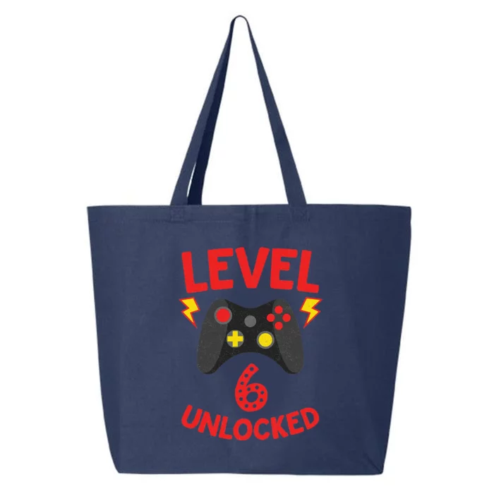 Level 6 Unlocked Funny 6 Year Old Gamer Birthday 25L Jumbo Tote