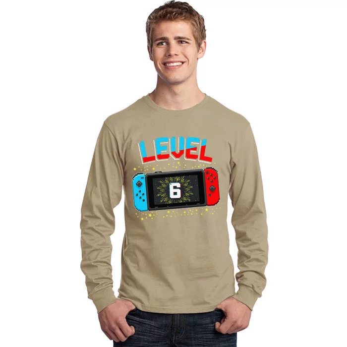 Level 6 Unlocked Gamer 6th Birthday Gift Video Game Lovers Tall Long Sleeve T-Shirt