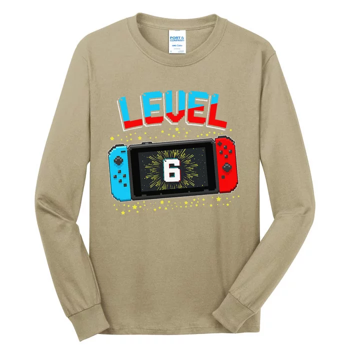 Level 6 Unlocked Gamer 6th Birthday Gift Video Game Lovers Tall Long Sleeve T-Shirt