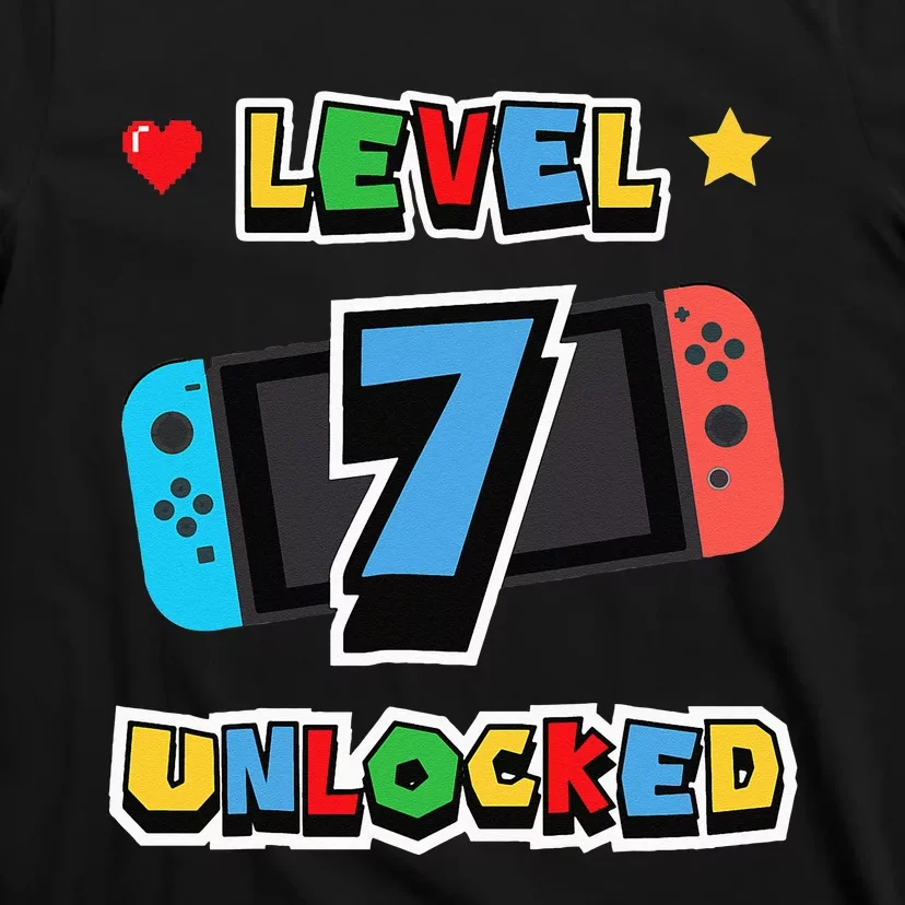 Level 7 Unlocked 7th Birthday Kids Video Game 7 Years Old T-Shirt