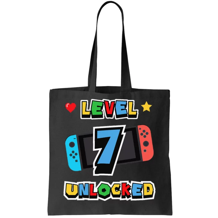 Level 7 Unlocked 7th Birthday Kids Video Game 7 Years Old Tote Bag