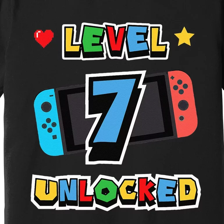 Level 7 Unlocked 7th Birthday Kids Video Game 7 Years Old Premium T-Shirt