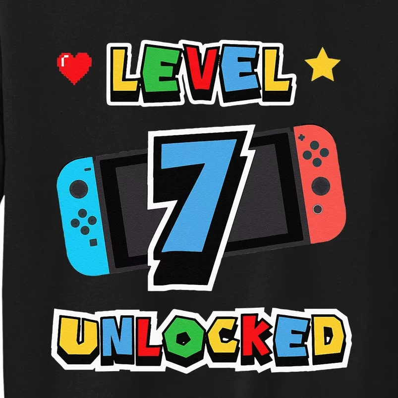 Level 7 Unlocked 7th Birthday Kids Video Game 7 Years Old Tall Sweatshirt